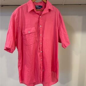 Polo Ralph Lauren Pink Golf Crest Button Shirt Cotton Large